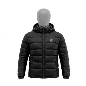 ZAINI Heavy 420 GSM Cotton Shell Waterproof Puffer Jacket Black Quilted Panel Hooded <b>Camouflage</b> Pattern Men's OEM - Product Image 1