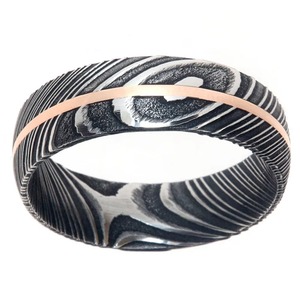 Anillo de Acero de Damasco Negro para Hombre, Anillo de Boda, Ajuste Cómodo, Hecho a Mano, Patrón Único Oscuro, Joyería de Moda para Novio, 3 Años de Garantía - Product Image 4