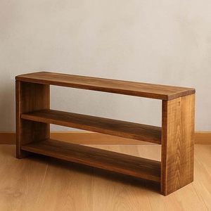 Banco de almacenamiento de zapatos de madera hecho a mano – Organizador de zapatos para recibidor, pasillo y espacios pequeños – 2 niveles - Product Image 2