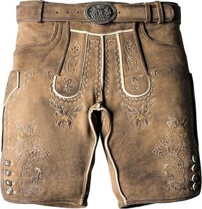 Pantalones de Cuero Bordados de Estilo Antiguo para Hombre, Talla Grande |   Pantalones Cortos de Cuero Bávaro con Aspecto Antiguo |   Disfraz Hecho a Mano para el Oktoberfest - Product Image 1