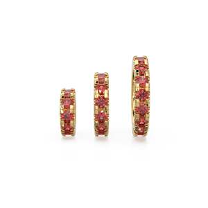 Breloque ronde en or 14 carats avec rubis rouge, Breloque roue en rubis rouge, Support de breloque rond, Connecteur de bande éternité en rubis rouge, Juillet - Product Image 3