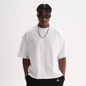 Custom Manufacturer Heavyweight Mock Neck Thick <b>Collar</b> Oversized Drop Shoulder Boxy Cropped <b>t</b> <b>Shirt</b> for Men - Product Image 2