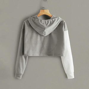 Sudadera con Capucha Corta 100% Algodón para Mujer, Estilo Casual, Hombros Caídos, Estampada, Talla Grande - Product Image 3
