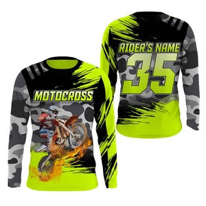 เสื้อเจอร์ซีย์มอเตอร์ครอสแขนยาวสำหรับผู้ชาย ลายโมโตสกัล ดีไซน์พิมพ์ลายแบบซับลิเมชั่นเต็มตัว แห้งเร็ว คุณภาพสูง สีเขียวดำ - Product Image 6
