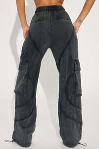 Custom New Design 100% Cotton French Terry Wide Leg Stacked <b>Sweatpants</b> Causal <b>Women</b> Loose Baggy <b>Sweatpants</b> OEM Manufacturer - Product Image 2