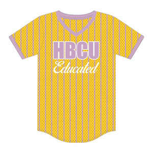 Jersey de Béisbol Transpirable Dorado para Mujer, Estilo HBCU, con Bordado Chenille, Logotipo Personalizado de la Hermandad Griega Divine Nine - Product Image 2