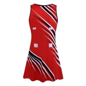 Women Red Netball <b>Dress</b> With White And <b>Black</b> Stripes Breathable Polyester Sleeveless Sport <b>Jersey</b> Uniform For Adults - Product Image 2