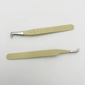 Pinces à épiler professionnelles de haute qualité en fibre de diamant crème, à pointe de 90 degrés, en acier inoxydable, personnalisées - Product Image 6