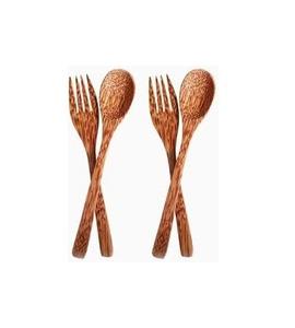 Ensemble cuillère et fourchette en bois fait main, ustensiles de cuisine pour salades, pâtes, fruits et repas quotidiens, couverts rustiques à prix d'exportation - Product Image 1