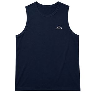 Navy Blue Men Sleeveless Tank <b>Top</b> Minimal Mountain Logo Design Casual Summer <b>Vest</b> Gym Fitness Workout Muscle Shirt Cotton - Product Image 1