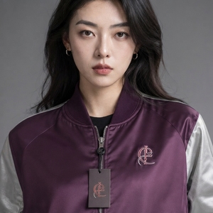 <b>Women</b> Streetwear <b>Bomber</b> <b>Jacket</b> Polyester Fabric Ribbed Collar Cuffs Zip Front Relaxed Fit <b>Lightweight</b> Modern Casual Apparel OEM - Product Image 5