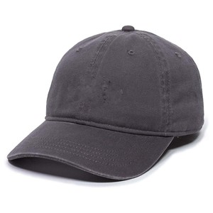 Casquette de baseball en coton gris foncé, 6 panneaux, réglable, unisexe, décontractée, couleur unie, tissu sergé, finition délavée - Product Image 1