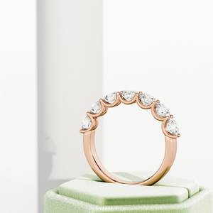 2.1 TCW Lab Grown Diamond <b>Ring</b> , U Shape Diamond Band , <b>Stacking</b> Diamond <b>Ring</b> , 7 Stone Lab Diamond <b>Ring</b>, Diamond Rose Gold - Product Image 5