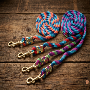 Correa de caballo de algodón puro grueso con gancho y cadena dorados/plateados, cuerda de nailon para caballo que no daña. - Product Image 3
