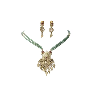 Antique Golden Long Pearl <b>Necklace</b> Sku 15106 - Product Image 1