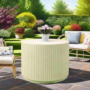 โต๊ะกาแฟคอนกรีตสีขาว ดีไซน์ทันสมัย สำหรับใช้งานกลางแจ้ง หรูหรา กันน้ำ ทนทาน รับประกันคุณภาพ - Product Image 1