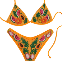 Nouveau bikini deux pièces moderne en tissu, style licou, décolleté triangulaire, respirant, motif fruits, broderie perlée, vente en gros personnalisée
