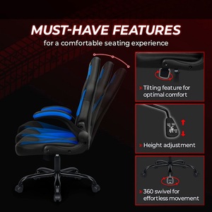 Chaise de jeu ergonomique Support lombaire réglable en hauteur-Cuir PU Couleur rose - Product Image 6