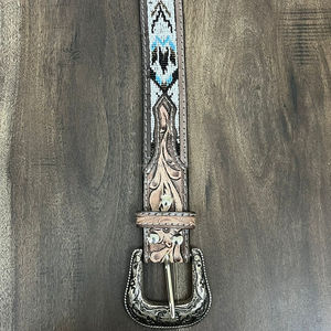 เข็มขัดหนังลูกปัดหนังแท้สำหรับทุกเพศดีไซน์แฟชั่นทนทานแบบตะวันตกปรับได้ - Product Image 5