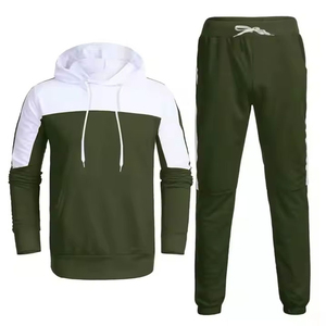 Ensemble sweat-shirt à capuche et jogging pour homme, couleur unie vert olive, coupe ample décontractée, manches longues, en coton, tenue de sport pour l'automne - Product Image 6