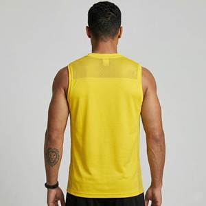 Men's Breathable Sleeveless Soccer Jersey Quick Dry Yellow Mesh Panel Training Tank <b>Top</b> Athletic Vest - Product Image 3