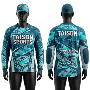 Maillot de paintball pour femme, tissu polyester 180 GSM respirant, design camouflage numérique teal, logo personnalisé par sublimation, coudes rembourrés - Product Image 1