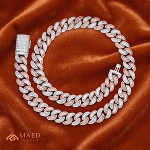 Moissanite Cuban Link <b>Chain</b> Necklace Rose Gold Plated <b>Iced</b> <b>Out</b> Hip Hop <b>Chain</b> for Men Women Engagement Anniversary Luxury Jewelry - Product Image 4