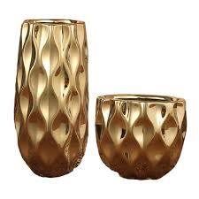 Hammered Metal Flower <b>Vase</b> Golden Decorative Flower <b>Vase</b> for Home Decor Living Room Table Centerpiece - Product Image 3