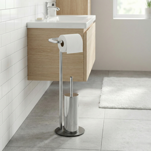 MIT OEM Modern Design Paper Metal Tube <b>Toilet</b> Tissue Holder <b>Stand</b> with Brush Household Storage Bathroom Accessory Made in Taiwan - Product Image 2