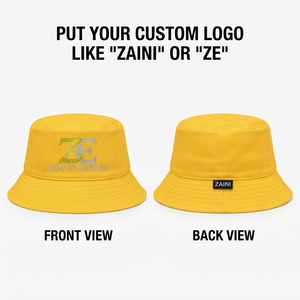 Chapeau Bob Homme Premium en Tissu Sergé de Coton 280 GSM Jaune Uni avec Logo Personnalisé en Strass Thermocollé – Chapeau Décontracté d'Été - Product Image 1