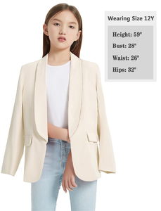 Blazers d'uniforme scolaire avec logo personnalisé, costume formel pour enfants, veste en polyester 100%, blazer à revers cranté pour filles - Product Image 2