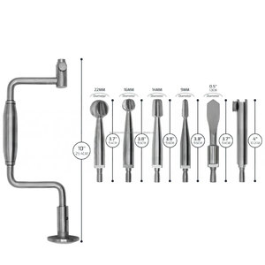 Hudson Brace Manual <b>Hand</b> <b>Drill</b> Set 7 Pcs Neurosurgical Orthopedic Bone <b>Drill</b> Instrument Stainless Steel Surgical Kit Box - Product Image 2