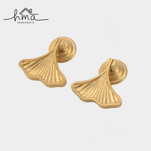 Decorative Brass Ginkgo Leaf Cabinet Knob <b>Gold</b> Finish Nature Inspired <b>Drawer</b> <b>Pull</b> for Furniture Hardware - Product Image 1