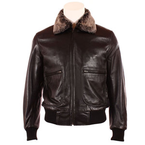 Nouvelle veste bomber pilote en cuir véritable écologique à col montant pour l'hiver / Veste homme côtelée marron chocolat 2026 - Product Image 1
