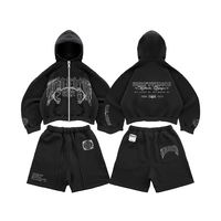 Nouvel Arrivage 2027 – Ensemble Premium Personnalisé Streetwear : Hoodie et Short Homme Oversize Noir – Survêtement – Vente en Gros Fabricant