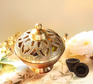 Quemador de Incienso de Latón, Dhoop Dani, Difusor de Aromaterapia Metálico para Hogar, Oficina, Templo - Product Image 4
