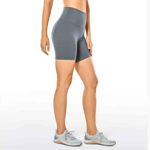 High Waist Seamless Yoga Shorts For Women Solid Color Spandex Nylon Fitness Workout Active Wear Short Length Elastic Waist - Product Image 3