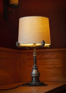 Industrial Iron Modern Table Lamp Beige Linen <b>Drum</b> <b>Shade</b> E26 LED 3500K Warm White Switch Control Bedroom Decorative - Product Image 2