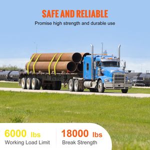 Cinghie di Fissaggio Piatte per Camion 4" x 30FT, Capacità di Carico 6000 Lbs, Resistenza al Rottura 18000 Lbs, Cinghie per Verricello per Sicurezza Carico su Pianale - Product Image 5