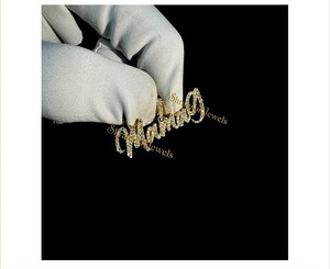 Collar de Plata 925 Chapado en Oro con Nombre Personalizado en Cursiva, con Diamantes Naturales y Dijes Finos, Regalo de Moda - Product Image 4