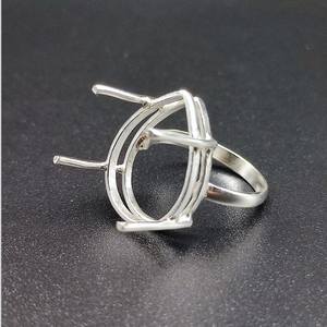 2026 Bague en argent sterling 925 plaqué, avec cabochon poire 8x10mm, à personnaliser, pour la fabrication de bijoux en gros - Product Image 1
