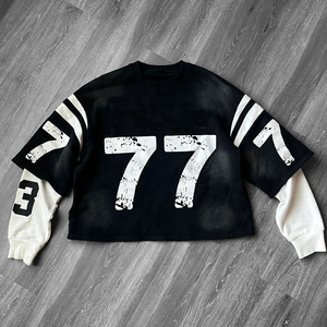 เสื้อยืดสตรีทแวร์ทรงโอเวอร์ไซส์ แขนยาว พิมพ์ลายสองชั้นแบบวินเทจ ซันเฟด ทรงบ็อกซี่ น้ำหนัก 280 กรัม ดีไซน์สั่งทำพิเศษ ปี 2026 - Product Image 2
