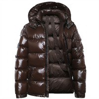 Veste matelassée brillante personnalisée pour homme avec logo, manteau d'hiver chaud à capuche, imperméable et coupe-vent