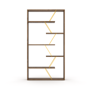 Moderna libreria Etagere posteriore aperta a 6 ripiani con struttura in legno noce/giallo grande soggiorno Organizer ufficio arredo negozio casa - Product Image 3