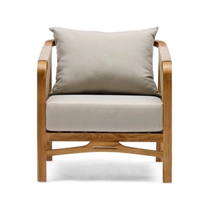 Canapé de jardin moderne et écologique en teck massif avec corde tressée et coussin imperméable pour usage extérieur - Product Image 4