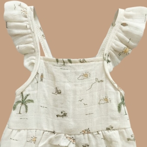 Palm Breezy - Mameluco sin mangas de muselina orgánica y body de bebé con estampado de caramelo - Product Image 2