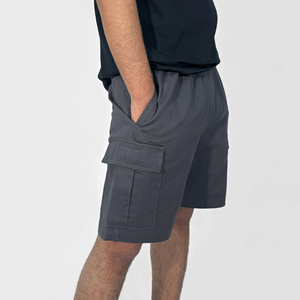 Shorts cargo multi-poches pour homme, style streetwear, taille élastique respirante, 100% coton, grande taille, gris foncé, pour la randonnée en plein air - Product Image 2
