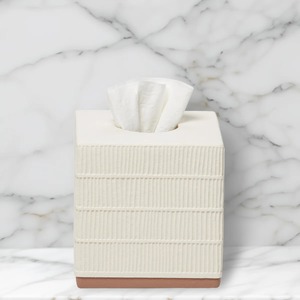 Cubierta Moderna para Caja de Pañuelos de Cerámica con Diseño Acanalado y Base de Terracota, Independiente, para Decoración del Hogar - Product Image 5