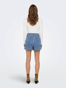 Shorts de Mezclilla Ajustados de Cintura Media para Mujer, Shorts Casuales de Verano con Cierre de Botones, Lavado Claro Personalizado, 100% Mezclilla - Product Image 4