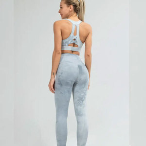Women Tie Dye Seamless Scoop Neck Racerback Sports <b>Bra</b> High Support Yoga Fitness Wear Breathable Quick Dry Four Way <b>Stretch</b> - Product Image 4